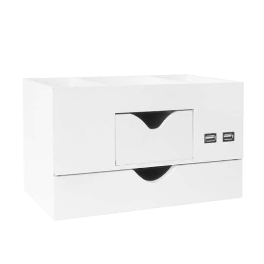 American Art Décor™ 3-Tier White Desk Organizer with USB Port